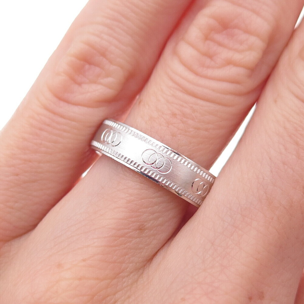 925 Sterling Silver Engraved Interlocked Circle Band Ring Size 6.25